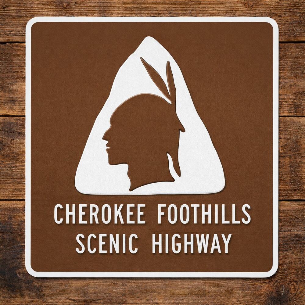 Cherokee Foothills Scenic Highway Sign South Carolina 11 Road Interstate Freeway
